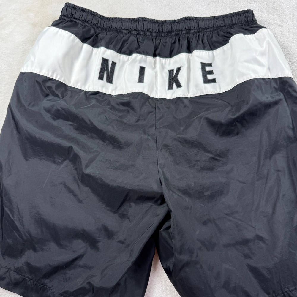Nike Vintage Mens Black White Block Letter Logo Mesh Lined Athletic Shorts Med - Picture 1 of 7